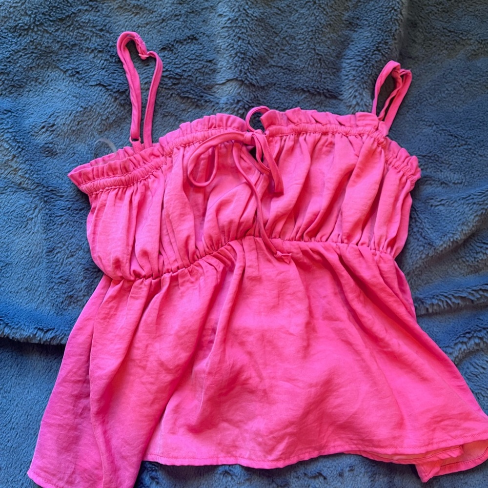 american eagle pink bow babydoll ruffle tank